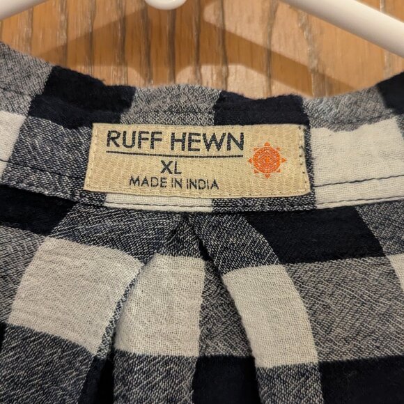 Ruff Hewn Check Plaid Black and White Shirt- Grunge, Casual Style, Streetwear XL - Picture 3 of 6